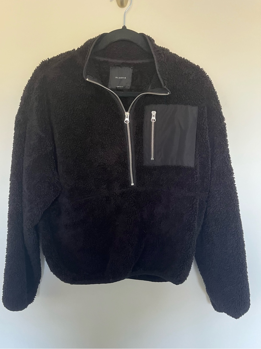 Elodie Women's Black Sherpa Half-Zip Pullover Jacket